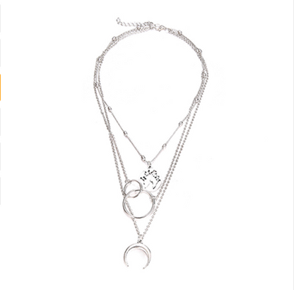 Fashionable Multilayer  Moon Map Necklace