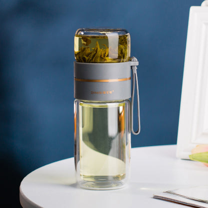 Glass Water Bottle With Tea Infuser Filter Tea Separation