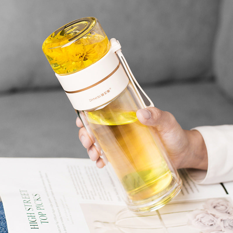 Glass Water Bottle With Tea Infuser Filter Tea Separation