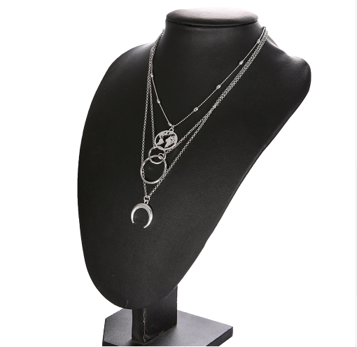 Fashionable Multilayer  Moon Map Necklace